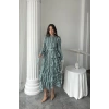 Mint Uzun Volanlı Elbise