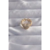 Pirinç Ayarlamalı Gold Renk Zirkon Taşlı Bombeli Kalp Yüzük