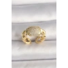Pirinç Gold Renk Ayarlanabilir Zirkon Taşlı Kadın Yüzük