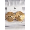 Pirinç Gold Renk Kalp İşlemeli Daire Plaka Model Kadın Küpe