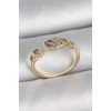 Pirinç Gold Renk Pembe Damla Zirkon Taşlı Ayarlanabilir Kadın Yüzük