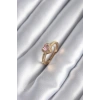 Pirinç Gold Renk Pembe Zirkon Taş Kalp Charm Model Kadın Yüzük