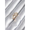Pirinç Gold Renk Zirkon Taşlı Kalp Charm Model Kadın Yüzük