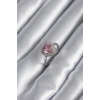 Pirinç Gümüş Renk Pembe Zirkon Taş Kalp Charm Model Kadın Yüzük
