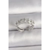 Pirinç Gümüş Renk Zirkon Taşlı Ayarlanabilir Yüzük