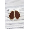 Pirinç Kahverengi Mineli Damla Model Vintage Plaka Kadın Küpe