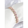 Pirinç Pembe Zirkon Taşlı Daire Baget Model Gold Renk VIP Seri Kadın Bileklik