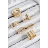 Pirinç Yaprak Model Gold Renk Kadın Yüzük Kombin Set