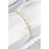 Pirinç Zirkon Taşlı Boncuk Model Ezme Zincir Gold Renk Kadın Bileklik