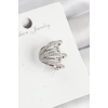 Pirinç Zirkon Taşlı Yay Model Gümüş Renk Sağ Kıkırdak Küpe