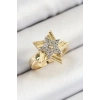 Pirinç Zirkon Taşlı Yıldız Model Gold Ve Gümüş Renk Kadın Yüzük