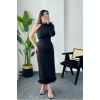Siyah Eteği Tüllü Tek Kol Elbise