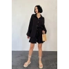 Siyah Gömlek Ve Müslin Şort Takım