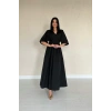 Siyah Pileli Uzun Elbise