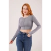 Ters Dikişli Basic Antrasit Body Bluz