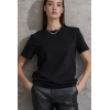 Unisex Kısa Kollu Bisiklet Yaka Basic Viskon Bluz