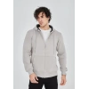 Unisex Tam Fermuarlı Kapşonlu  SweatShirt - Boyalı Gri