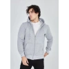 Unisex Tam Fermuarlı Kapşonlu  SweatShirt - Gri