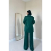 Zümrüt Saten Ceket Ve Pantolon Takım