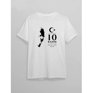10 Kasım Atatürk Baskılı T-shirt - Beyaz