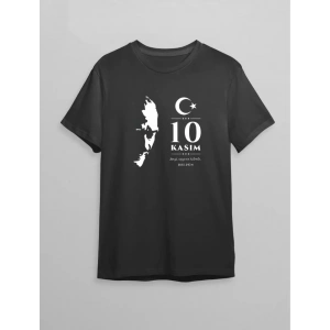 10 Kasım Atatürk Baskılı T-shirt - Siyah
