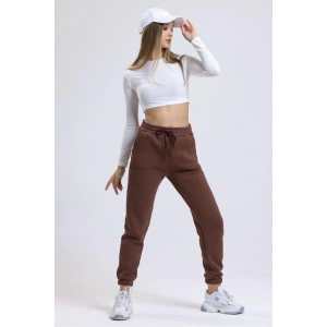 3 iplik şardonlu paça lastikli eşofman kahve is001