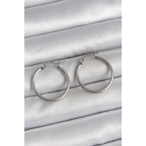316 Çelik Gümüş Renk 22 mm Halka Model Kadın Küpe
