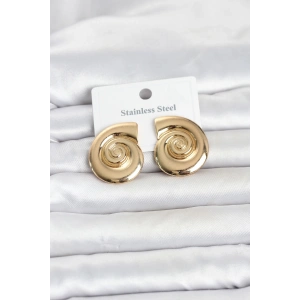 316L Çelik Gold Renk Deniz Kabuğu Form Kadın Küpe