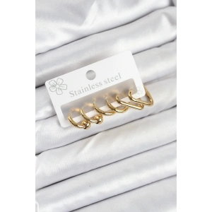 316L Çelik Gold Renk Kadın Küpe Seti