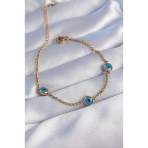 316L Çelik Gold Renk Nazar Boncuk Tasarımlı Bileklik