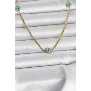 316L Çelik Gold Renk Nazarlı Model Kadın Kolye