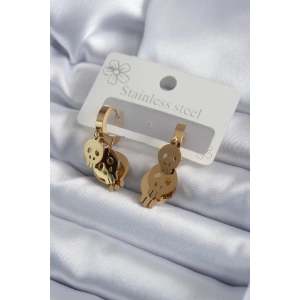 316L Çelik Gold Renk Sallantı Kuru Kafa Model Kadın Küpe