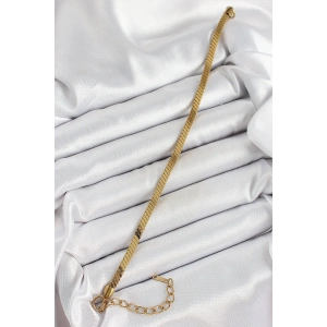 316L Çelik Gold Renk Yassı Zincir Model Kadın Bileklik