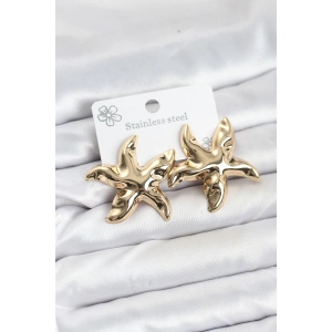 316L Çelik Gold Renk Yıldız Model Kadın Küpe