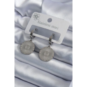 316L Çelik Gümüş Renk İşleme Detay Kadın Küpe