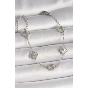 316L Çelik Gümüş Renk İşlemeli Baby Boy Yonca Model Kadın Bileklik