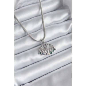 316L Çelik Gümüş Renk İtalyan Zincir Zirkon Taşlı Göz Figür Kadın Kolye