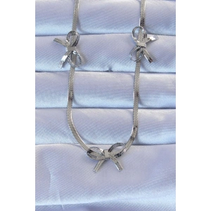 316L Çelik Gümüş Renk İtalyan Zincirli Fiyonk Kolye