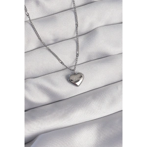 316L Çelik Gümüş Renk Kalp Model Love Kolye
