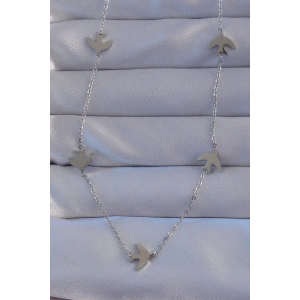 316L Çelik Gümüş Renk Kuş Model Kolye