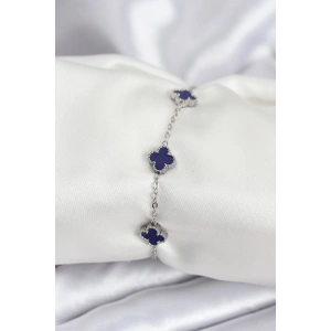 316L Çelik Gümüş Renk Lacivert Baby Boy Yonca Kadın Bileklik