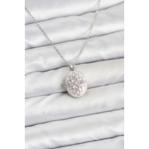 316L Çelik Gümüş Renk Pembe Lotus Model Kadın Küpe