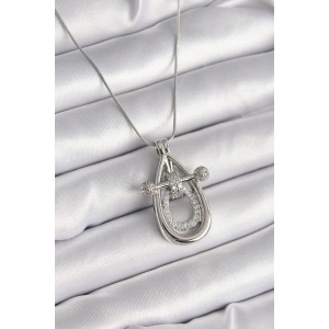 316L Çelik Gümüş Renk Zirkon Taşlı Damla Model Kadın Kolye