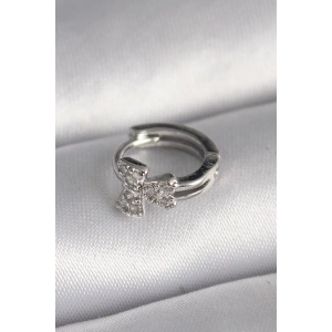 316L Çelik Gümüş Renk Zirkon Taşlı Kurdele Model Tragus Piercing