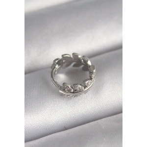 316L Çelik Gümüş Renk Zirkon Taşlı Yaprak Model Tragus Piercing