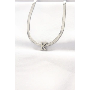 316L Çelik K Harfli Silver Renk İtalyan Zincirli Kolye