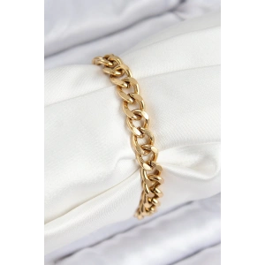 316L Çelik Klasik Kalın Zincir Model Gold Renk Kadın Bileklik