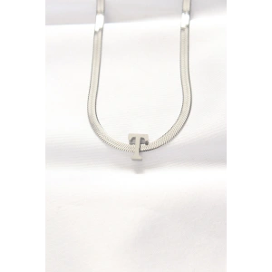 316L Çelik T Harfli Silver Renk İtalyan Zincirli Kolye