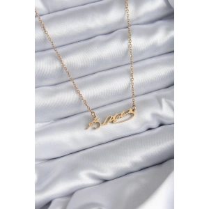 316L Çelik Zincir Gold Renk Atatürk İmzası Model Kadın Kolye