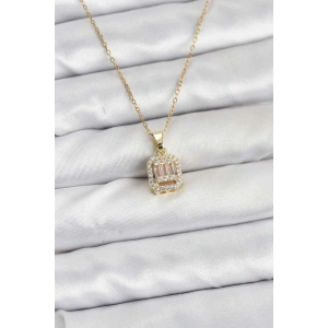 316L Çelik Zincir Gold Renk Baget Model Kadın Kolye